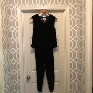 Talbots Black Velvet vest and pant set